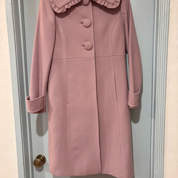 Boden Ruffle-Collar Coat in Dusty Pink - Picture 4 of 4